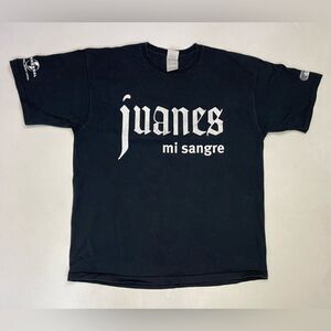 VINTAGE Juanes Mi Sangre Graphic T-shirt Men XL Black Short Sleeve Music 2004